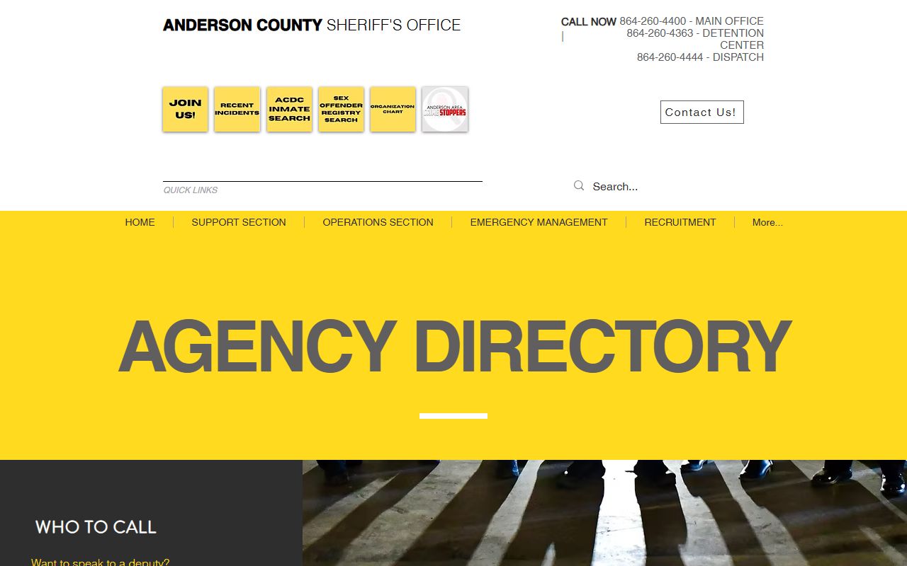 Anderson County arrest records Sheriff's Office agency directory