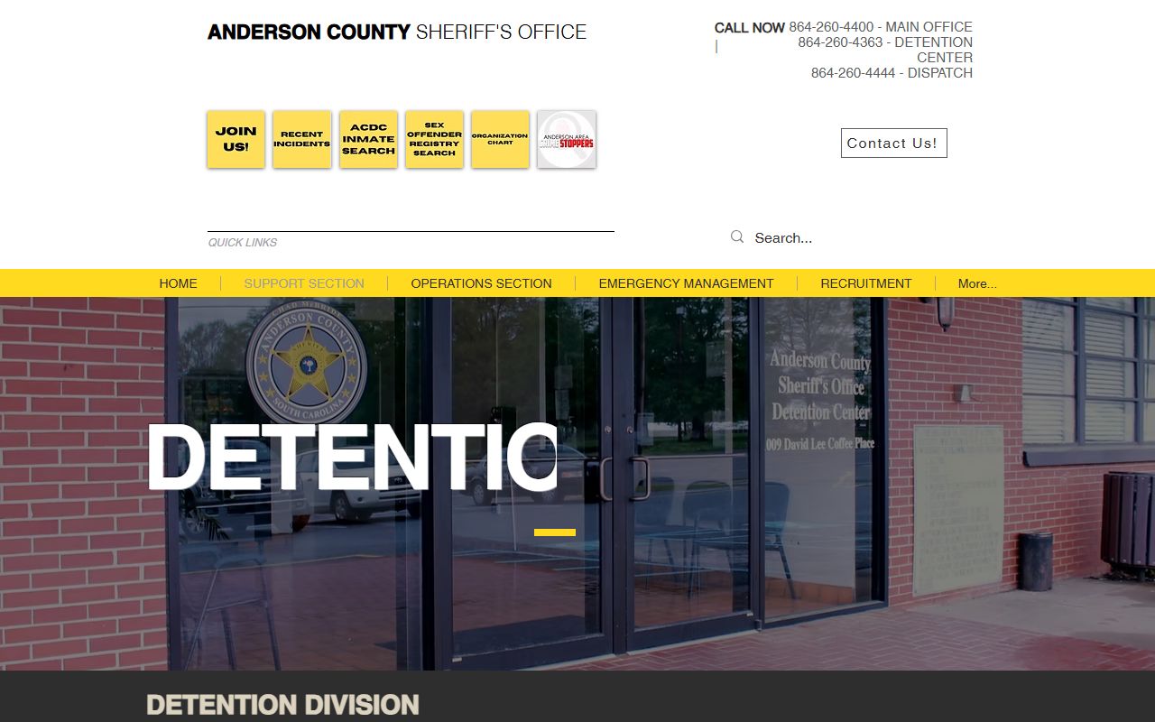 Anderson County arrest records detention bureau charge and booking context