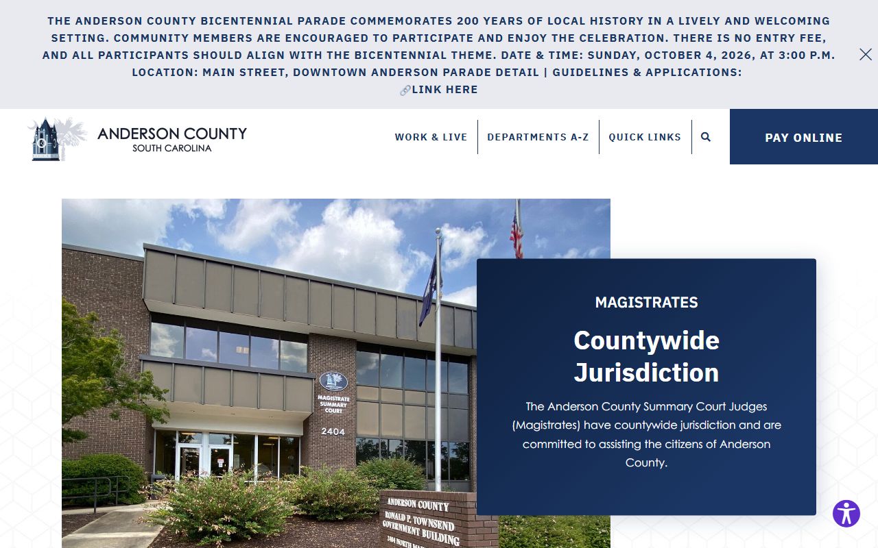 Anderson County court dockets Magistrates page
