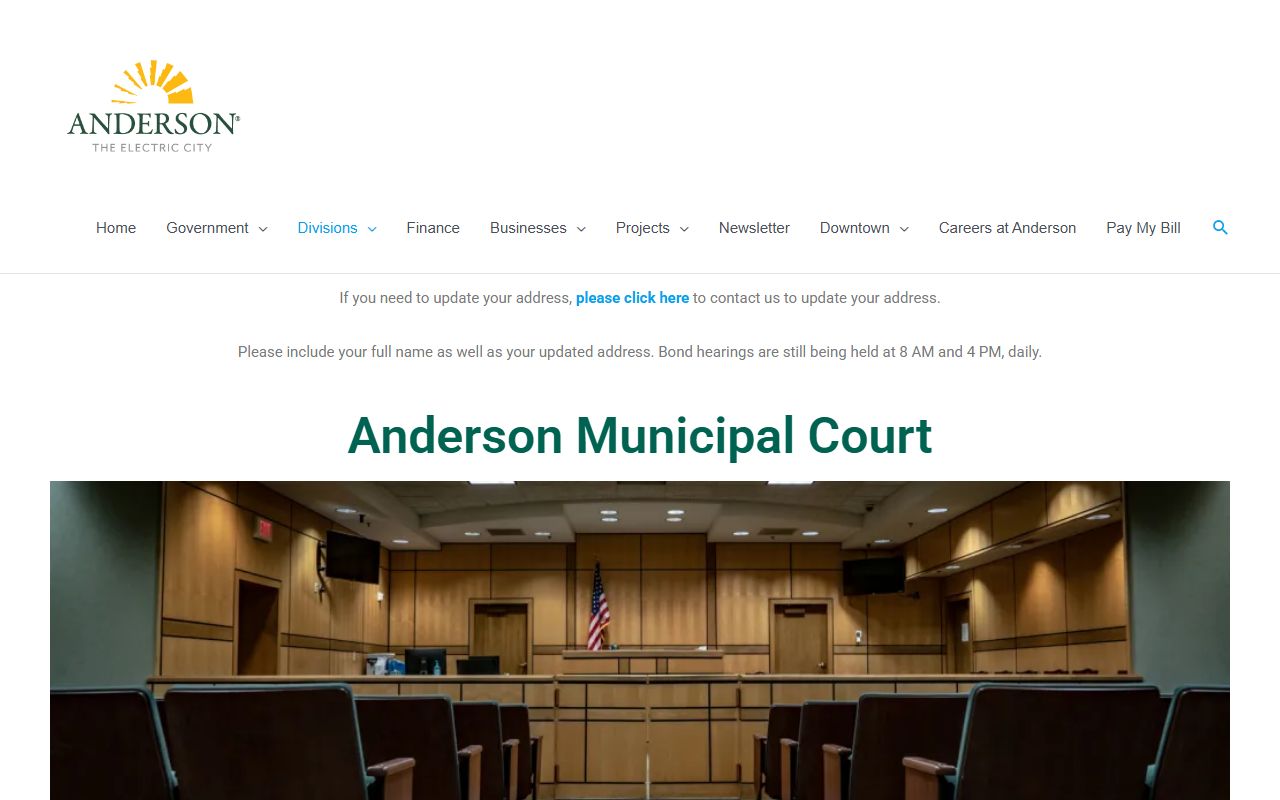 Anderson County court dockets Anderson Municipal Court page