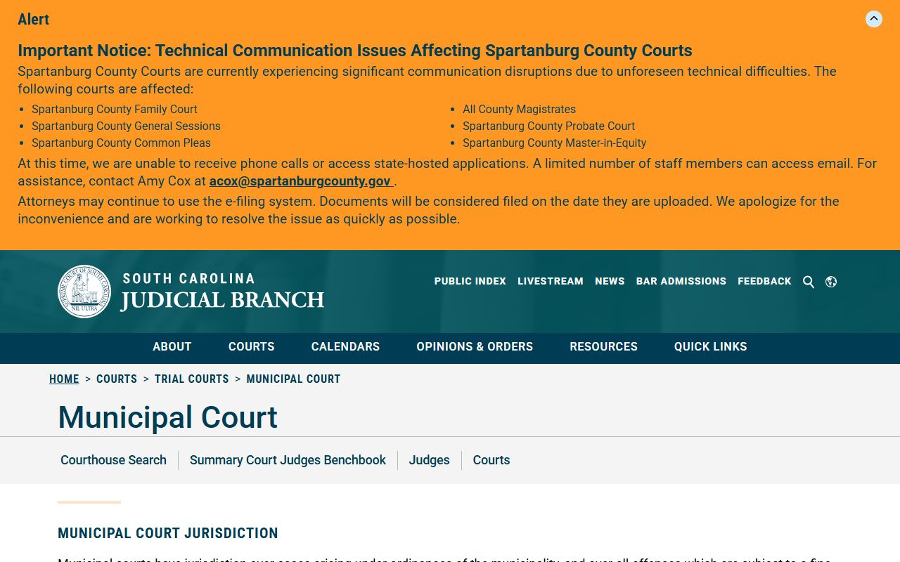 Anderson County court dockets Municipal Court overview