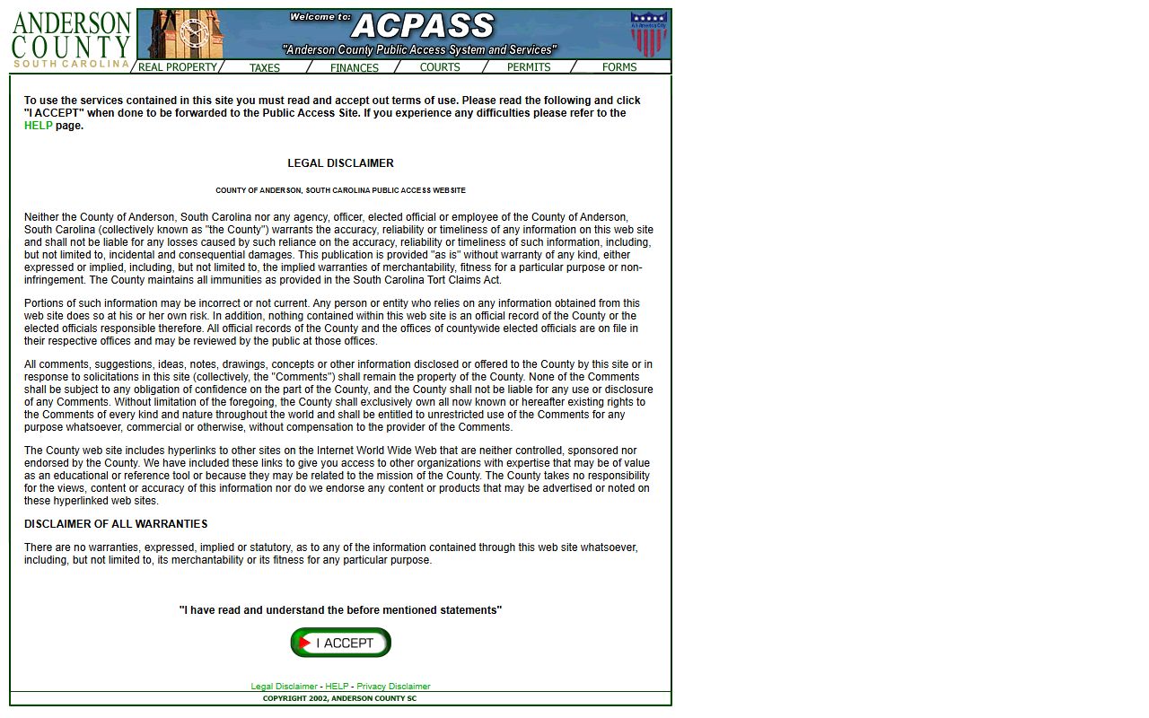 Anderson County court records ACPASS public access system