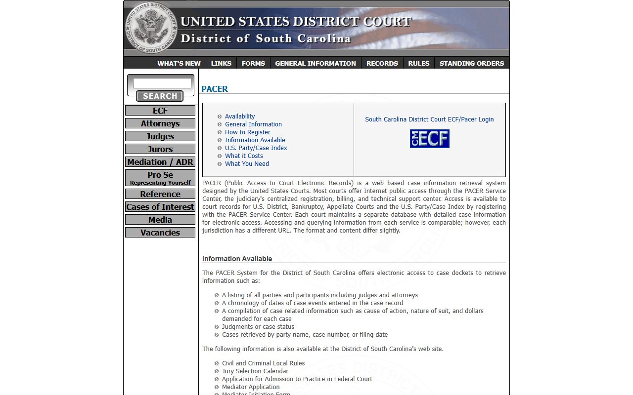 Anderson County federal PACER district court access