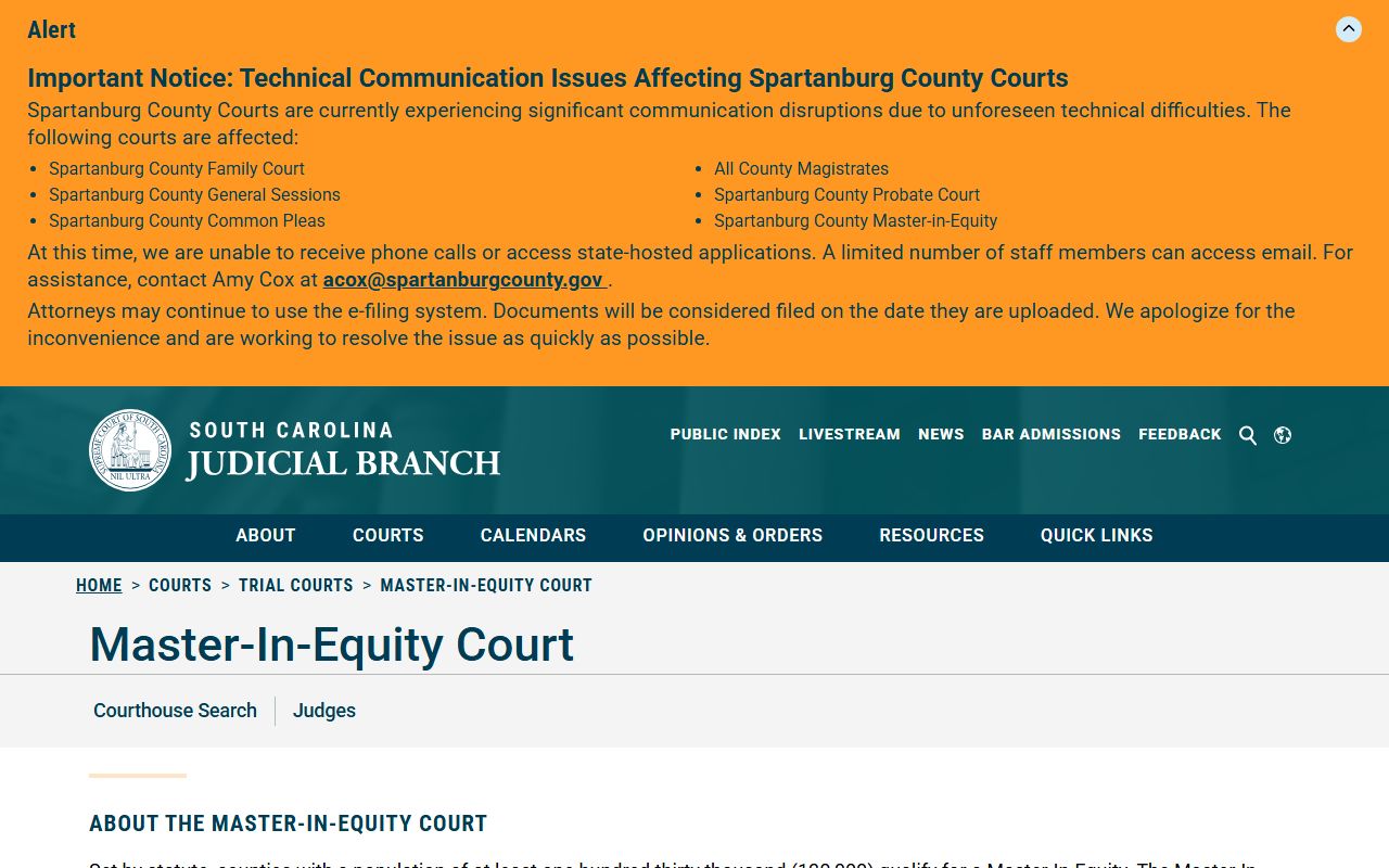Anderson County Circuit Court Master-in-Equity overview