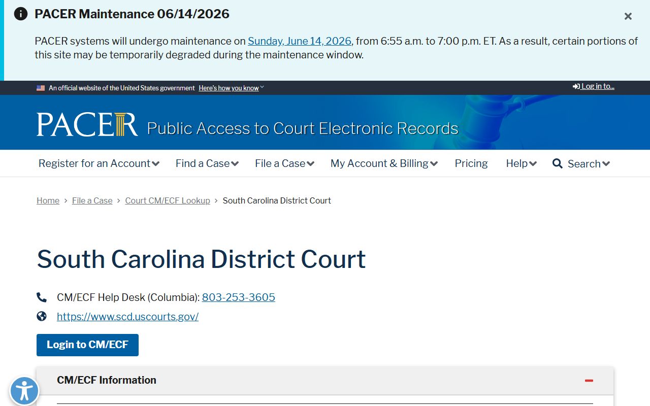 Anderson County PACER lookup for federal court records