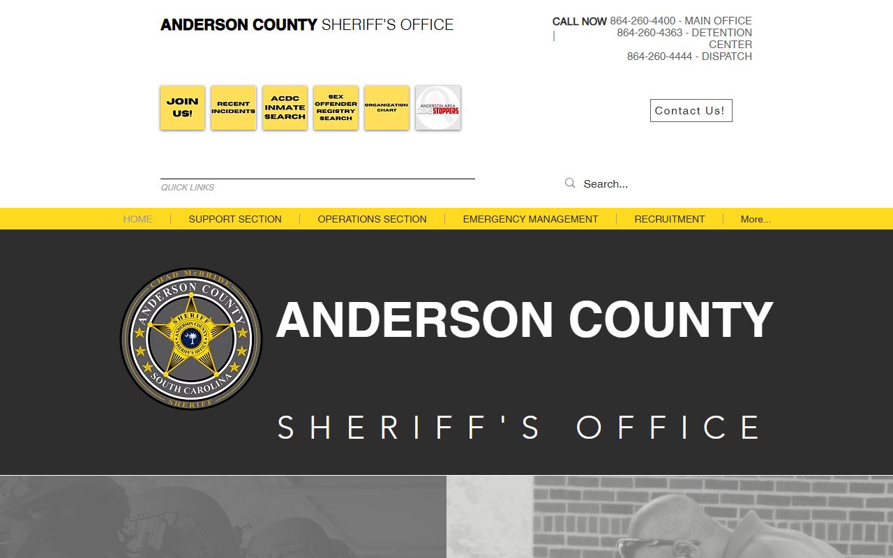 Anderson County sheriff records homepage