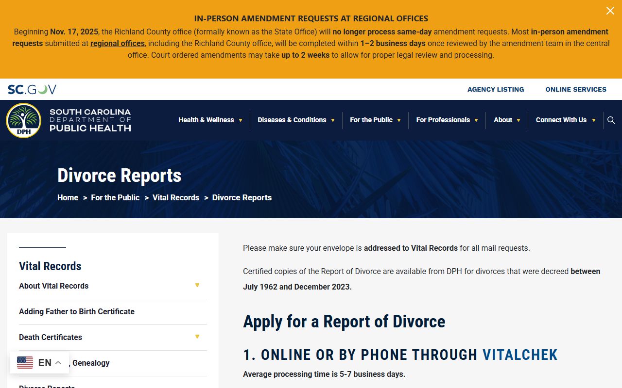Anderson County divorce records DPH divorce report source