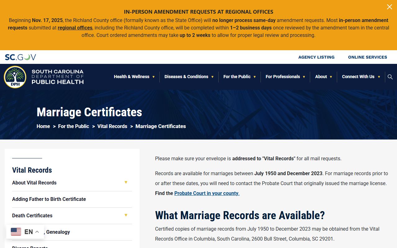 Anderson County marriage records DPH marriage certificate source