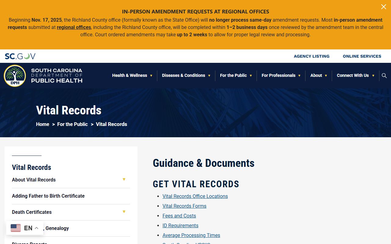 Anderson County probate records DPH vital records source