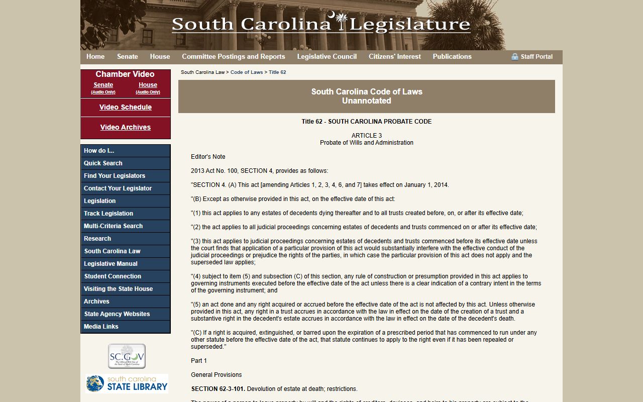Anderson County probate records South Carolina Probate Code administration provisions