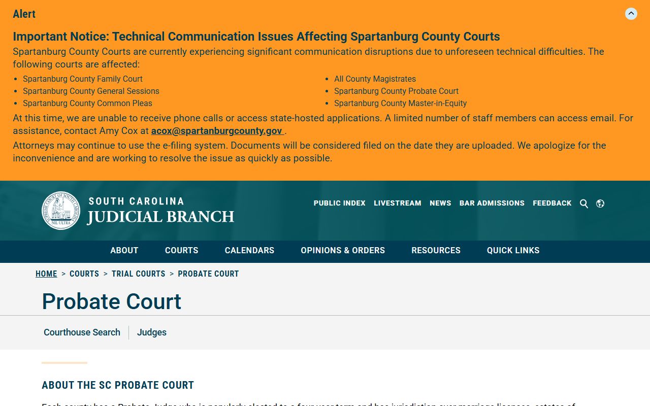 Anderson County probate records South Carolina Probate Court overview