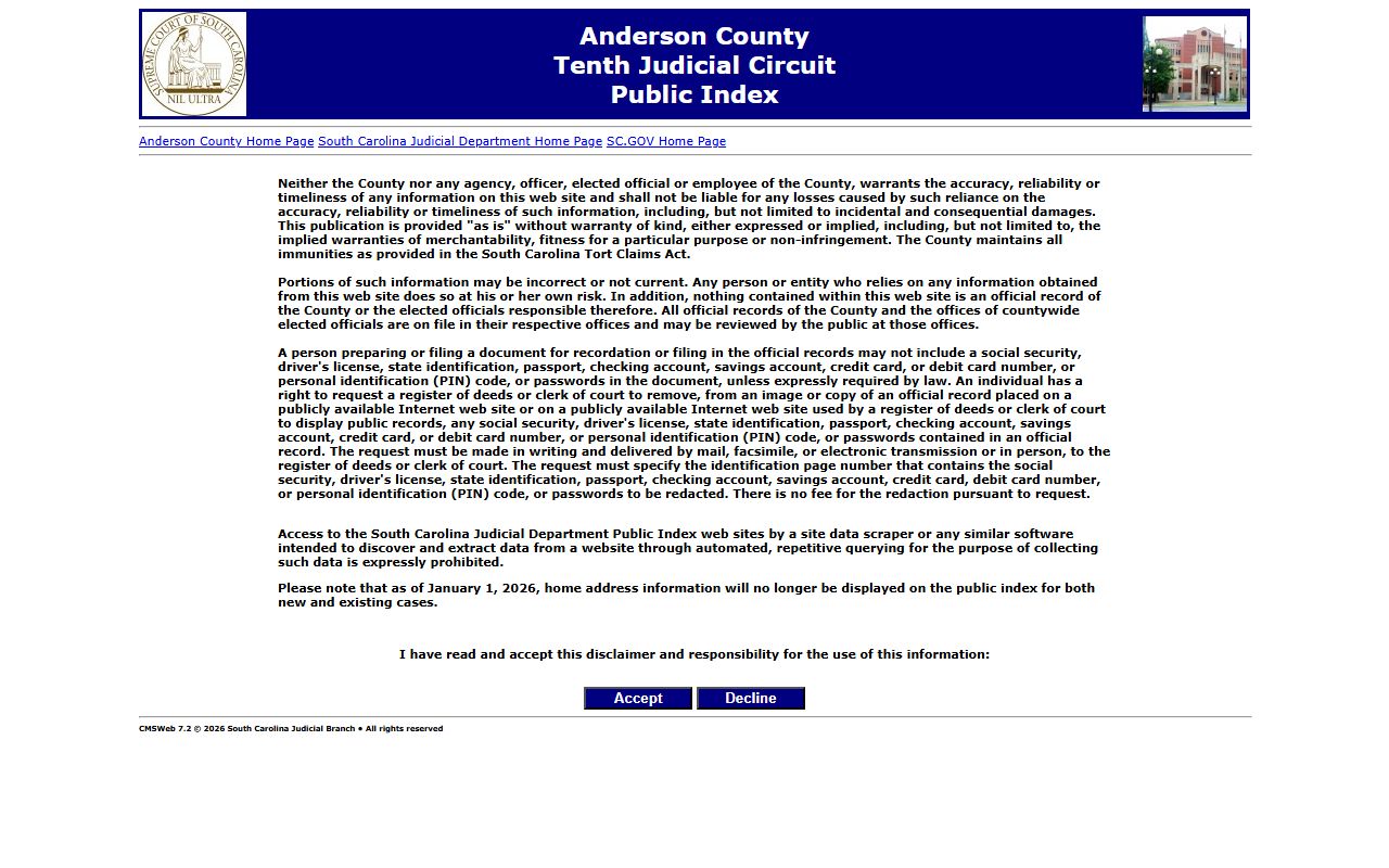 Anderson County traffic court records Public Index case lookup